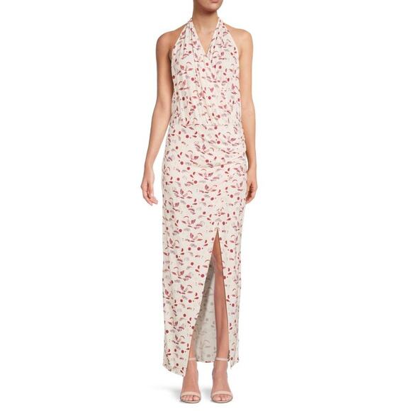 Free People Ivory and Red Daria Graphic Maxi Dress Sz Medium Beachy Boho‎ Resort - Picture 1 of 13